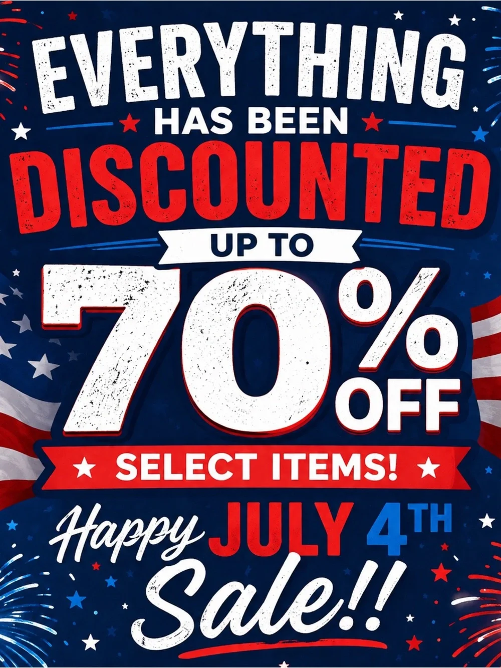 Patriotic Red, White & Blue July 4th Party Poster